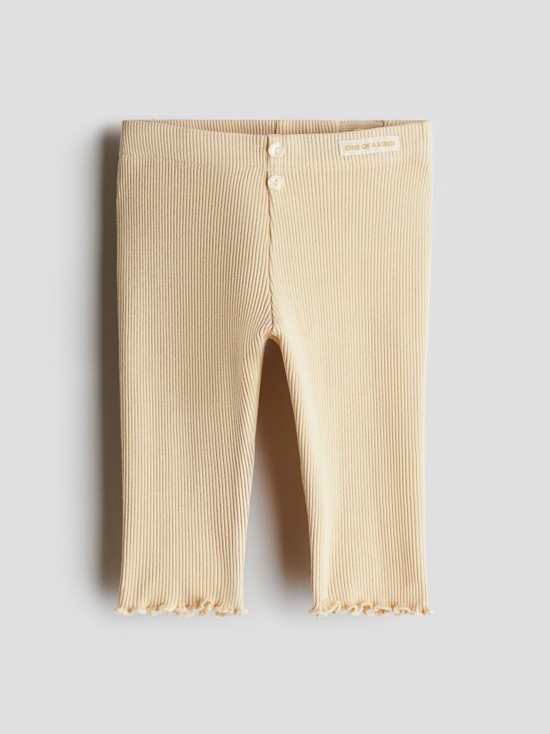 

H&M Girls Ribbed Cotton Leggings, Beige
