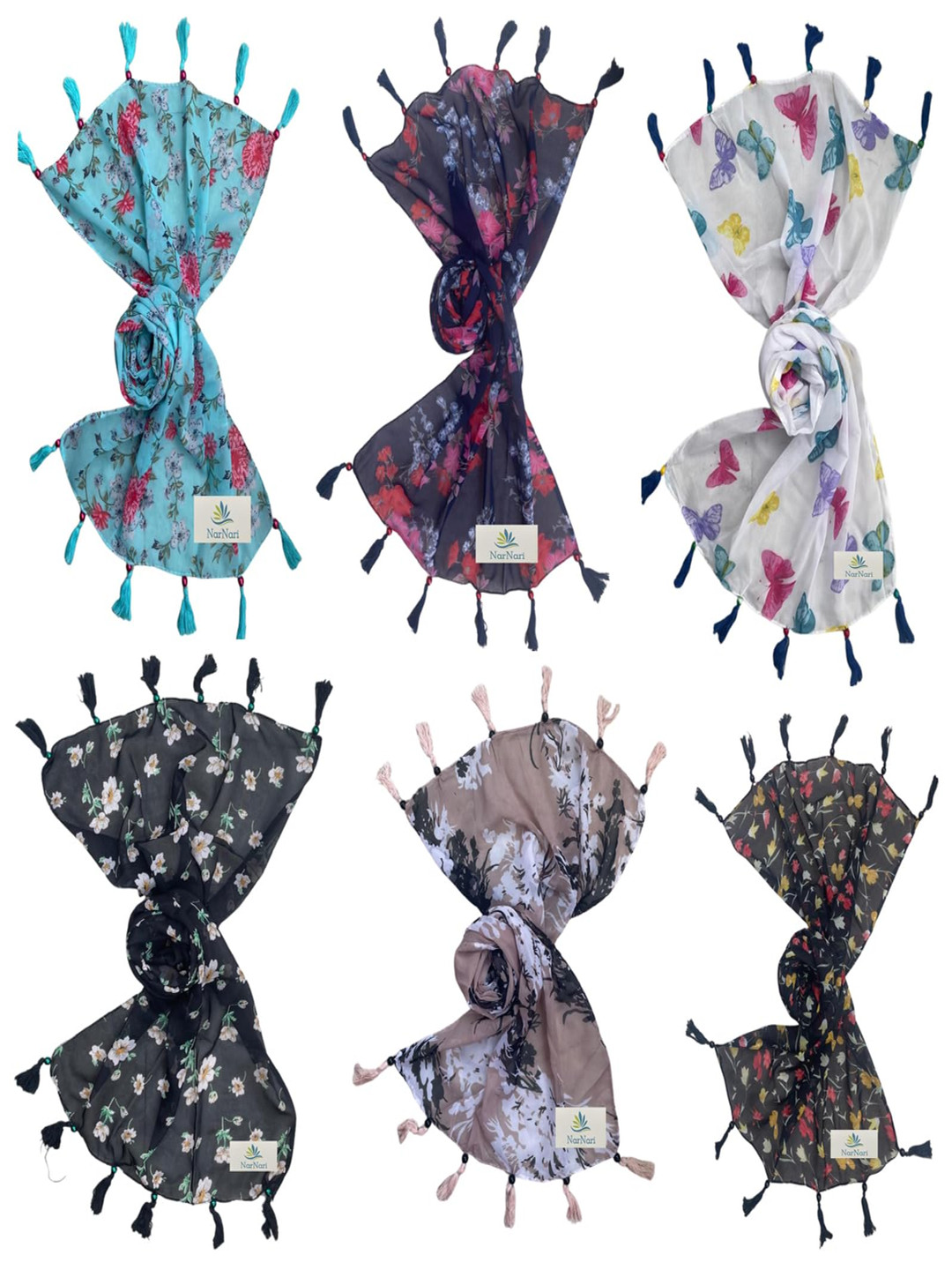 

NarNari Women Printed Scarf, Blue