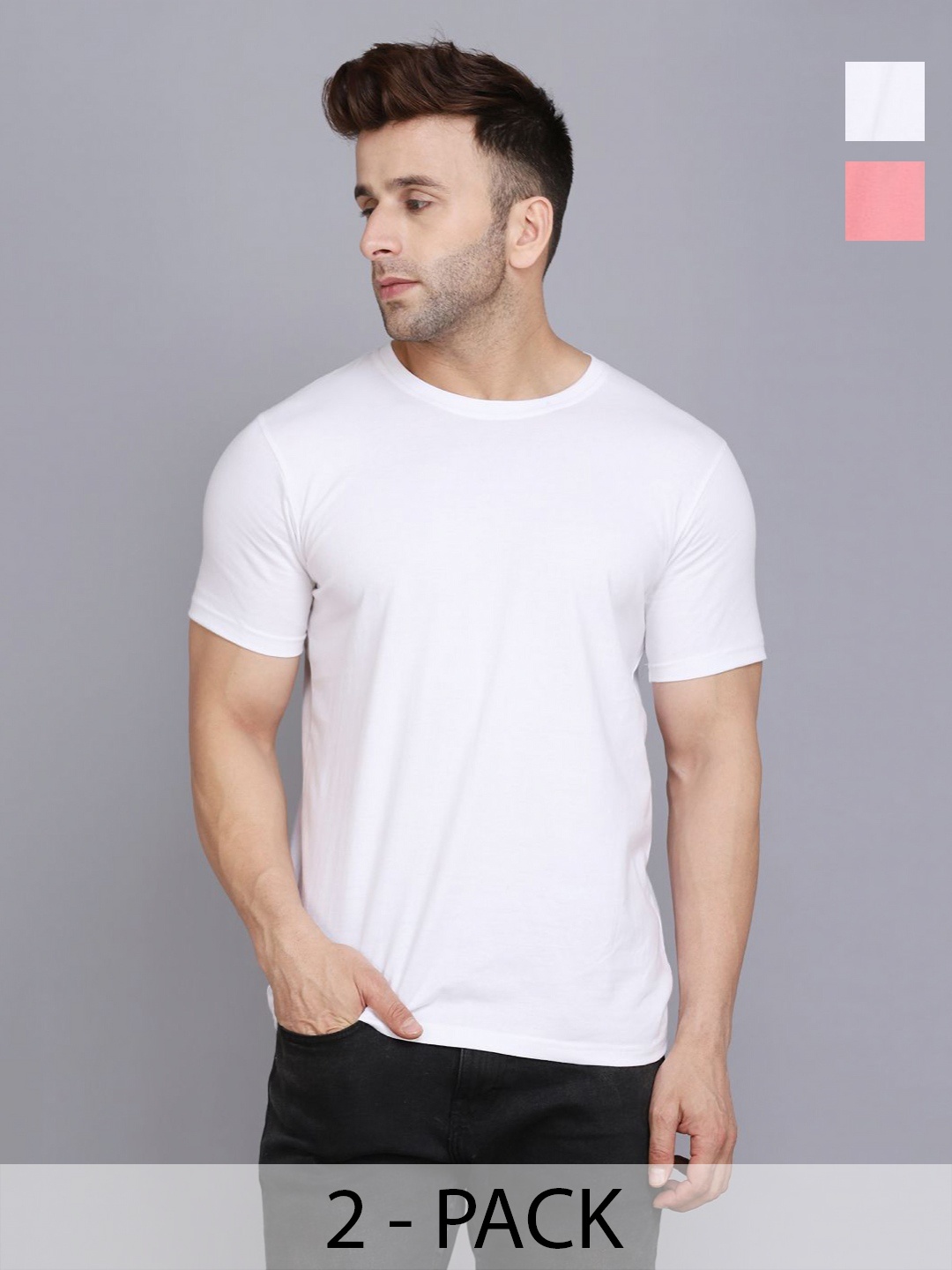 

WOOSTRO Men 2 Slim Fit T-shirt, Peach