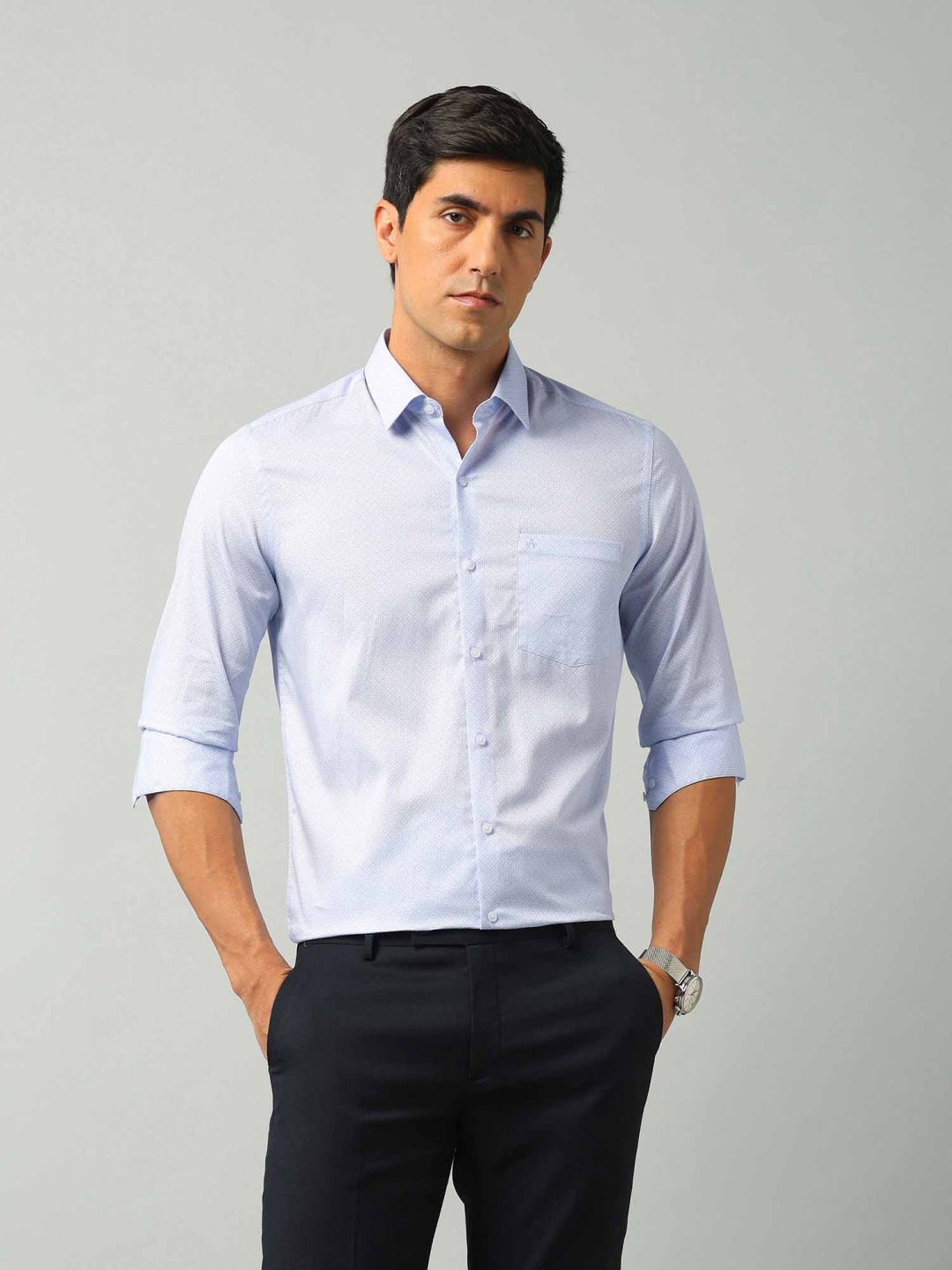 

Arrow Men Slim Fit Spread Collar Geometric Printed Cotton Formal Shirt, Blue