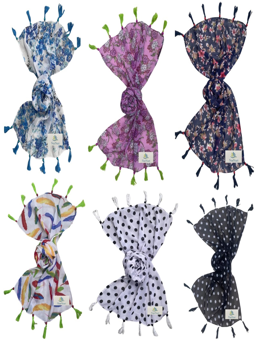 

NarNari Women Printed Scarf, Blue