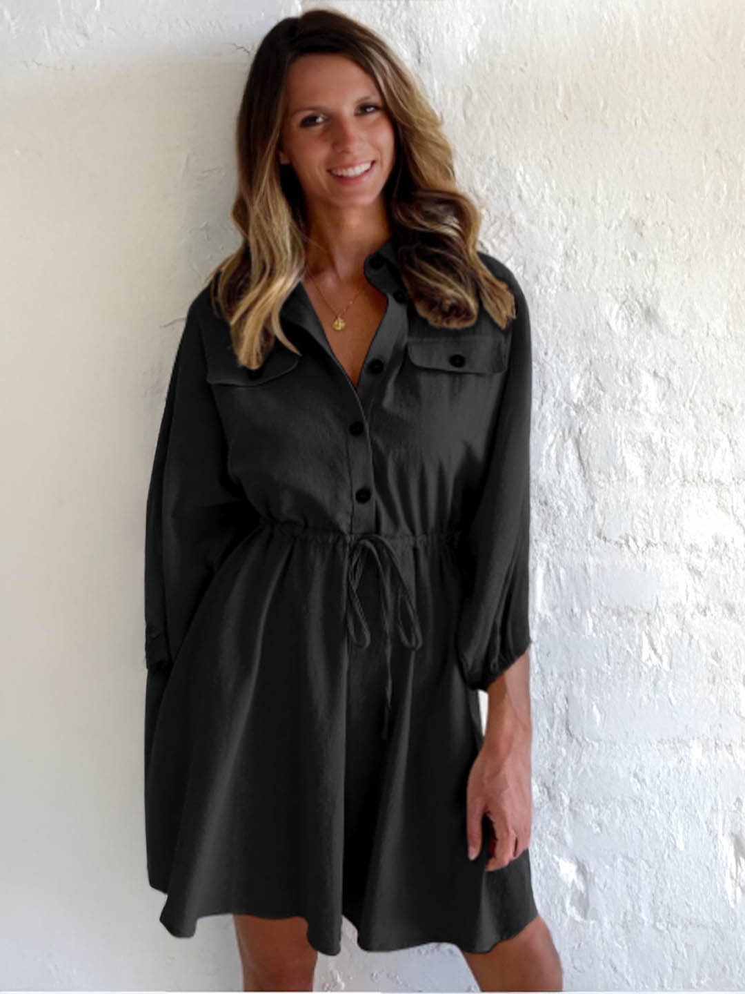 

StyleCast Shirt Dress, Black