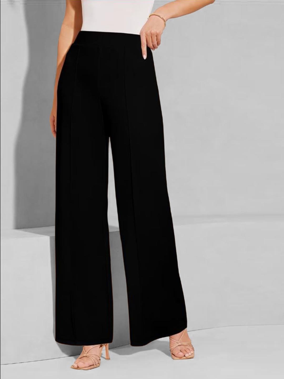 

TOOCHKI Women Relaxed Straight Leg High-Rise Trousers, Black