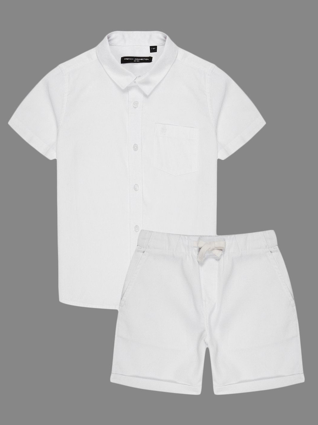 

French Connection Boys Pure Cotton Shirt With Shorts, White