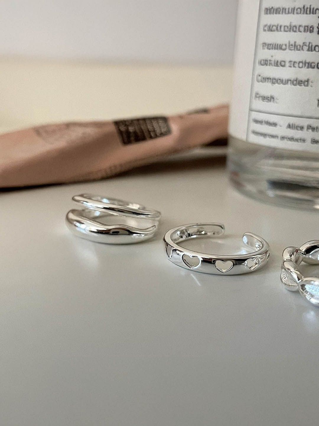 

StyleCast Elegant Set Of 3 Silver Toned Heart Shaped Adjustable Finger Rings