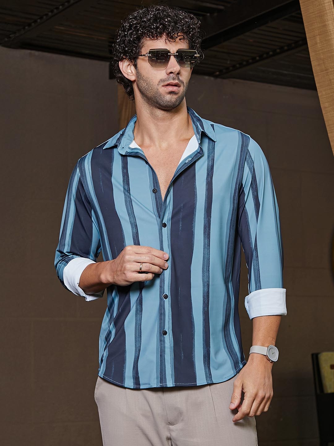 

Campus Sutra Men Comfort Opaque Striped Casual Shirt, Multi