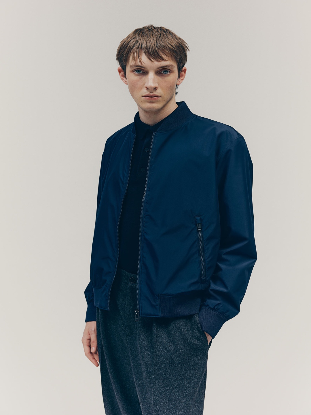 

H&M Regular Fit Lightweight Bomber Jacket, Blue