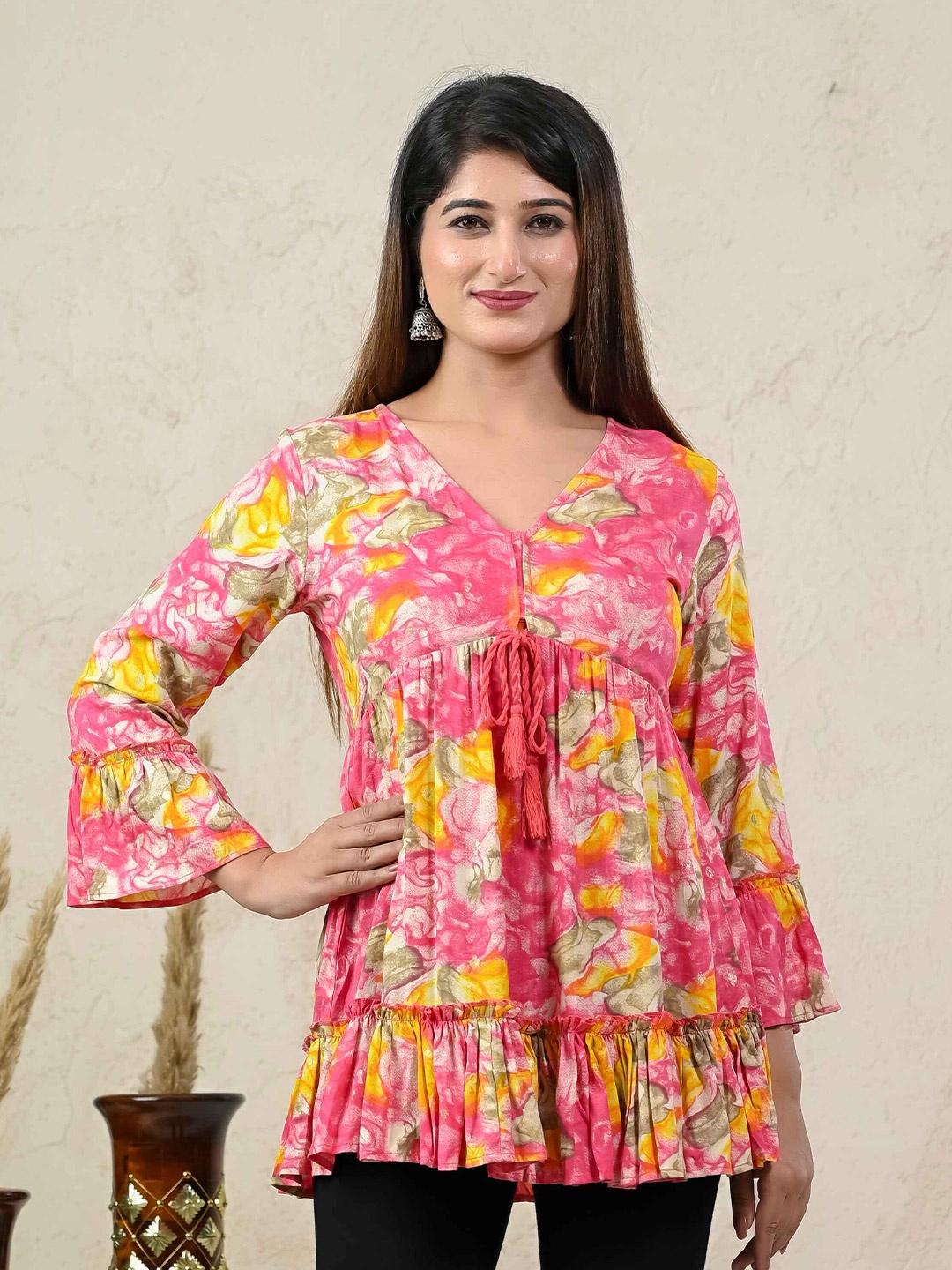 

Rashmi Shree Creation Women Floral Printed Empire Top, Pink