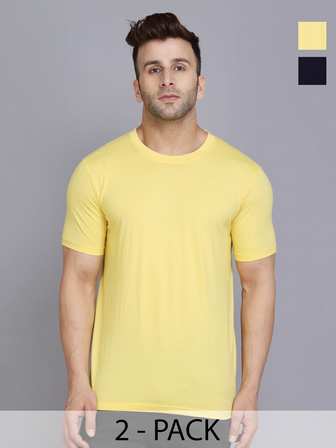 

WOOSTRO Men 2 Slim Fit T-shirt, Yellow