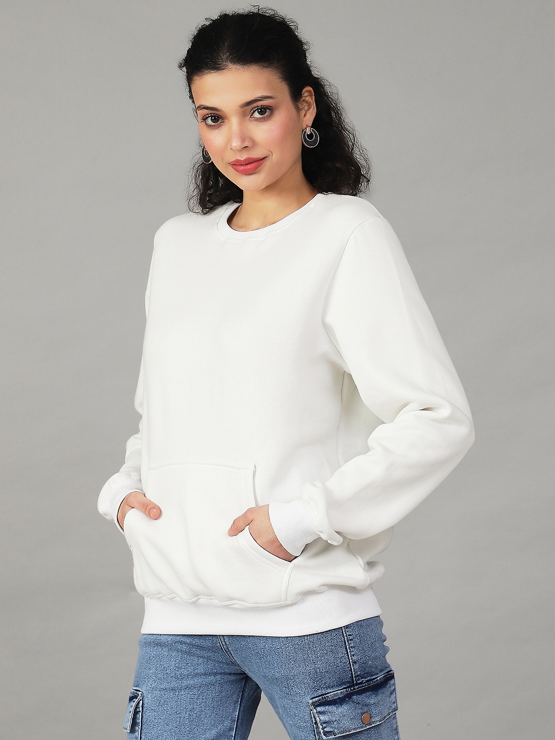 

UnaOne Women Pullover Sweatshirt, White