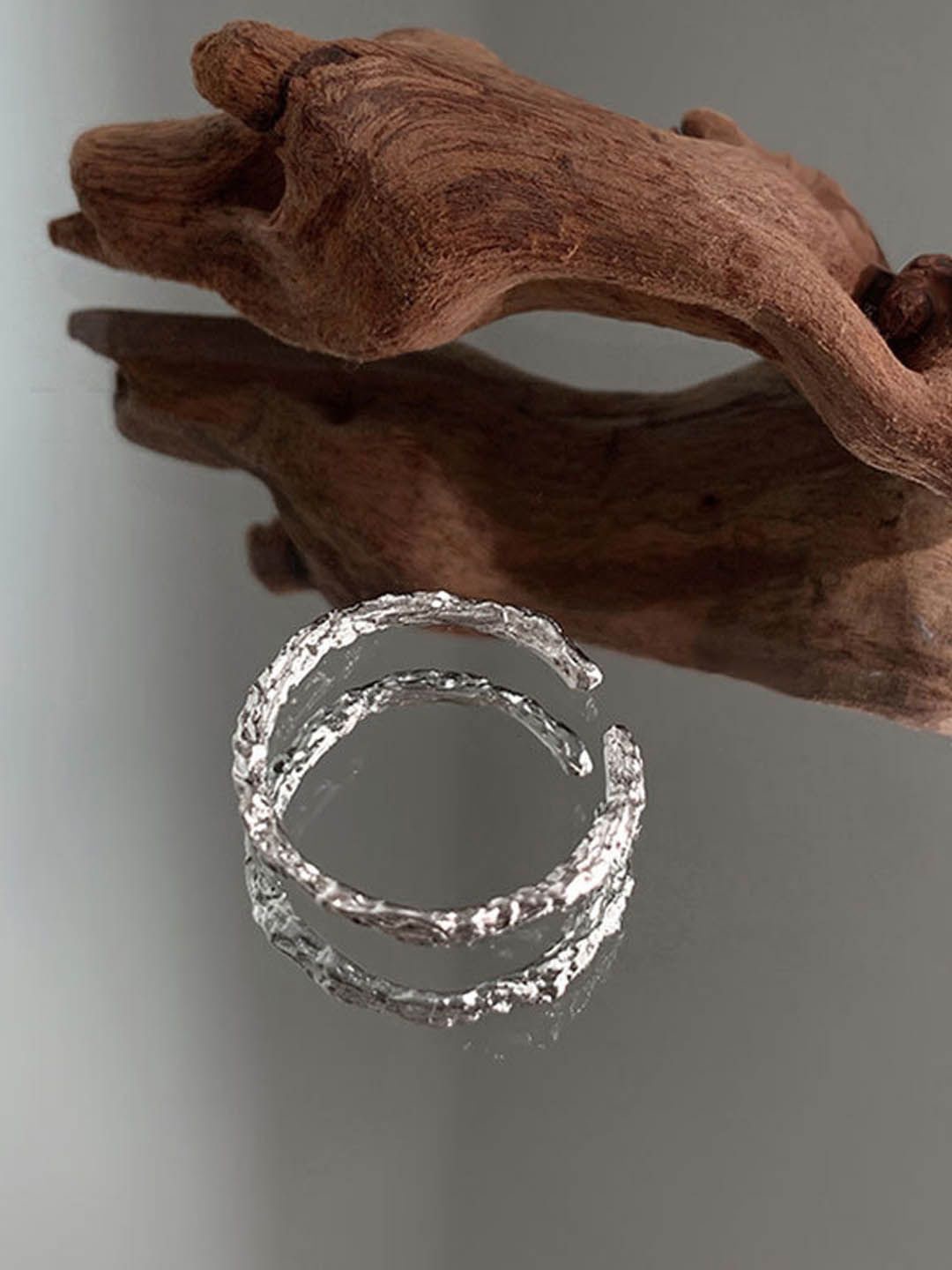 

StyleCast Silver-Toned Double-Layered Adjustable Finger Ring