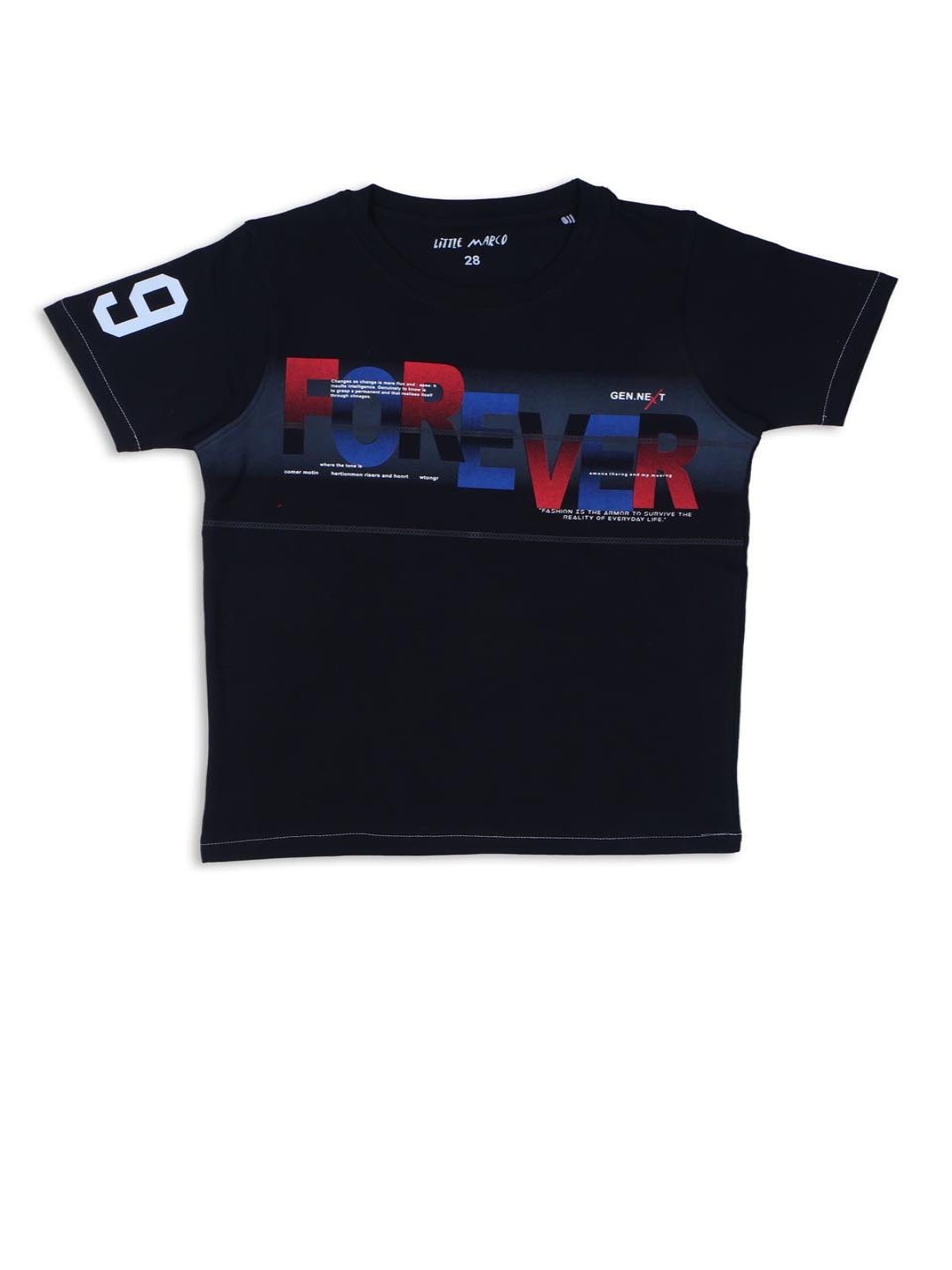 

Little Marco Boys Printed Pockets T-shirt, Black