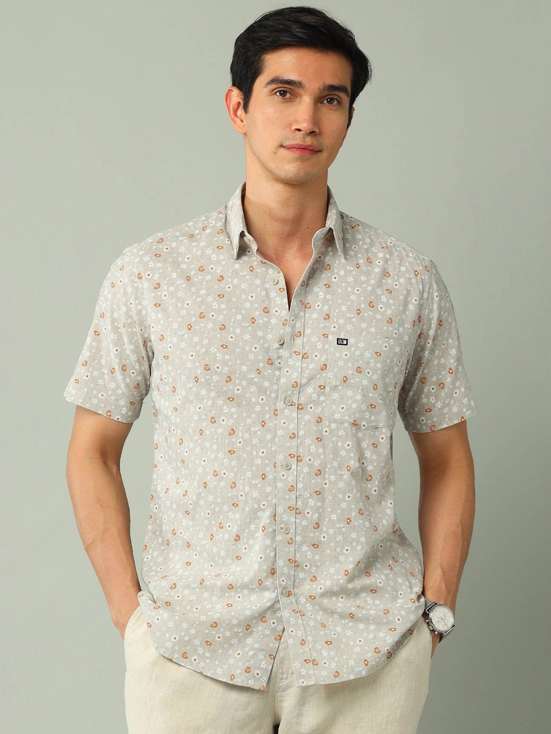 

Arrow Sport Men Floral Printed Classic Fit Cotton Casual Shirt, Beige