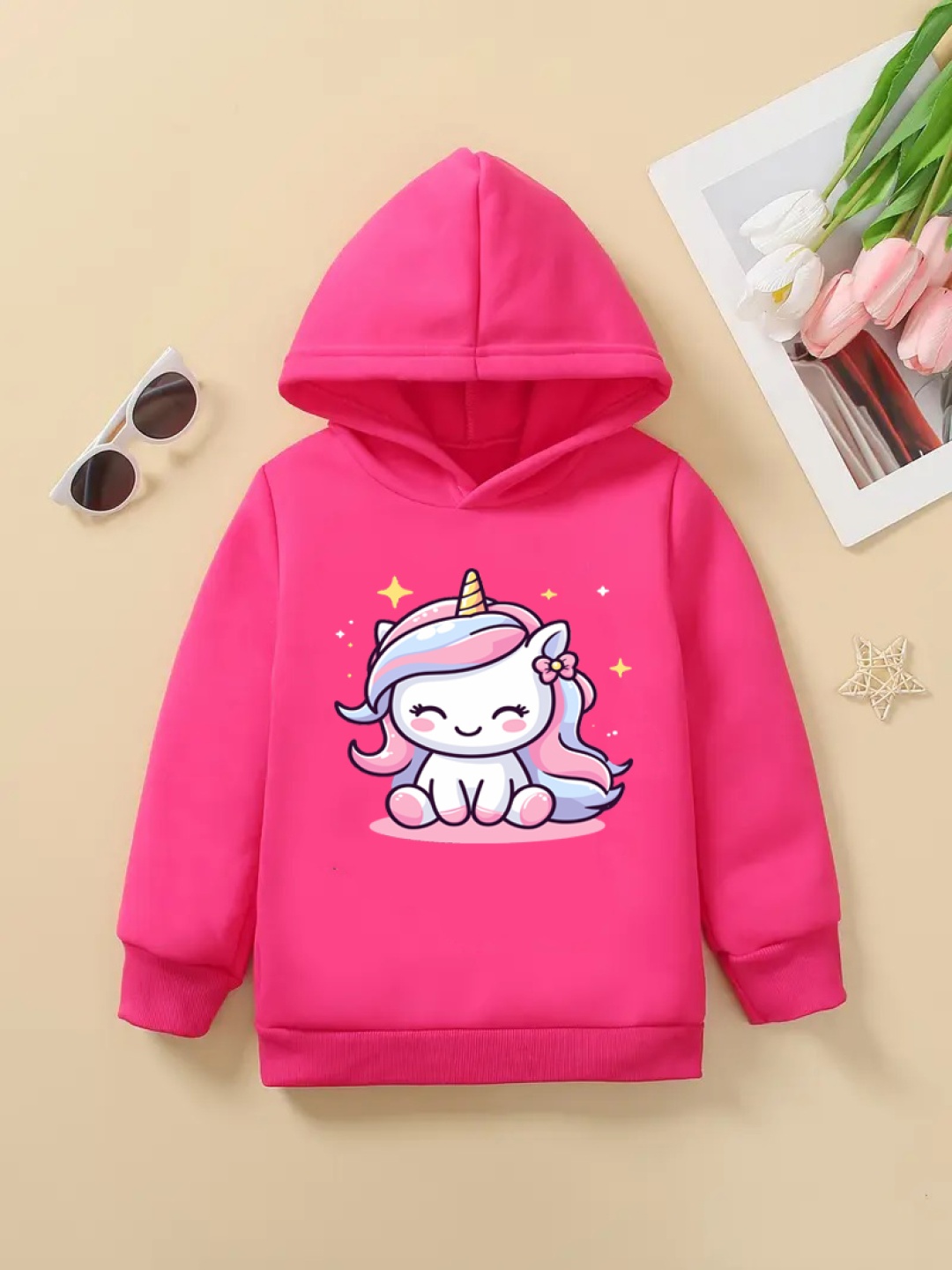 

MANOHUNT Girls Dry Fit Printed Sweatshirt, Rose