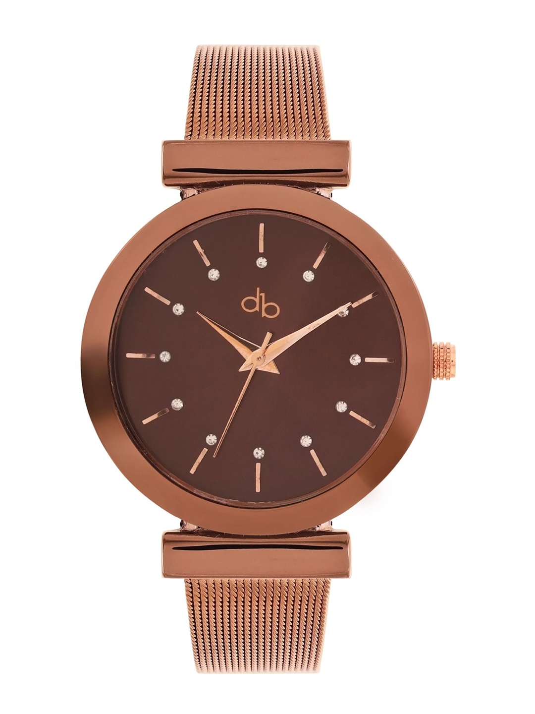 

DressBerry Women Brass Mother of Pearl Dial & Straps Analogue Watch DB17-3G, Brown
