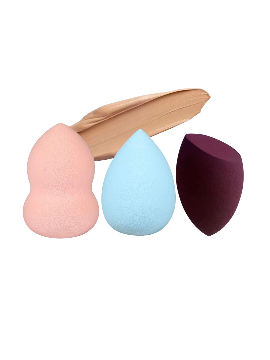 

Facejewel Set Of 4 Blender, Egg Shaped Blending Puff With Finger & Pizza Puff, Pink