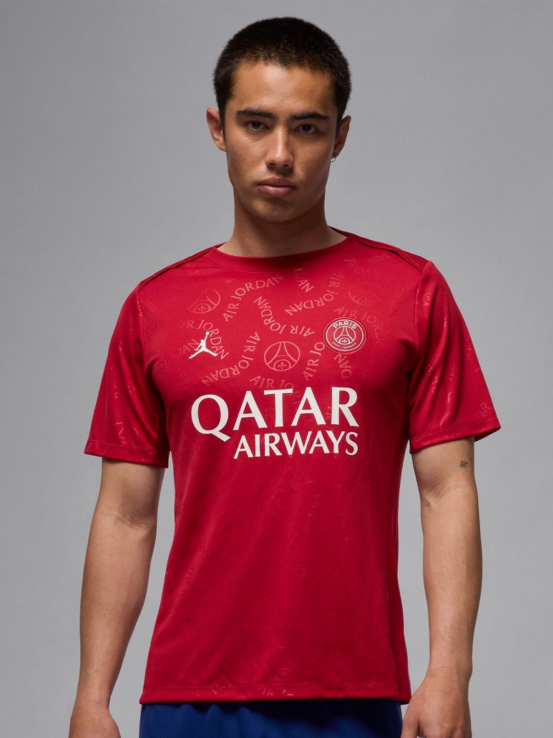 

Nike Paris Saint-Germain Academy Pro Fourth Men Jordan Dri-FIT Football Short-Sleeve Top, Red