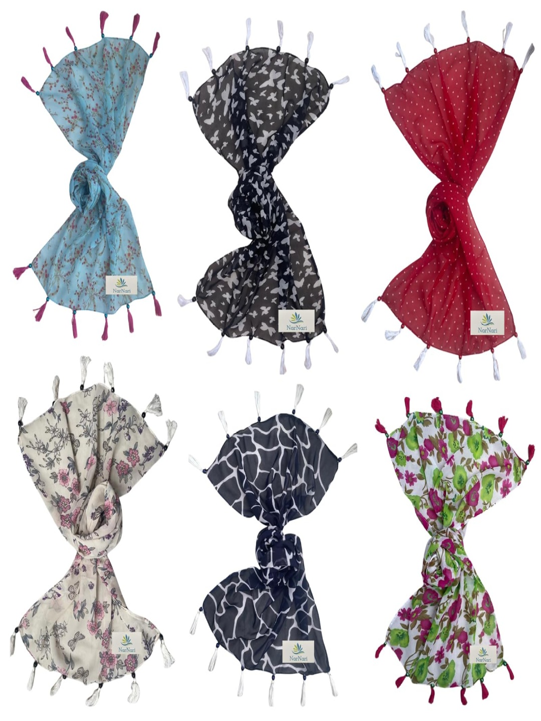 

NarNari Women Printed Scarf, Brown