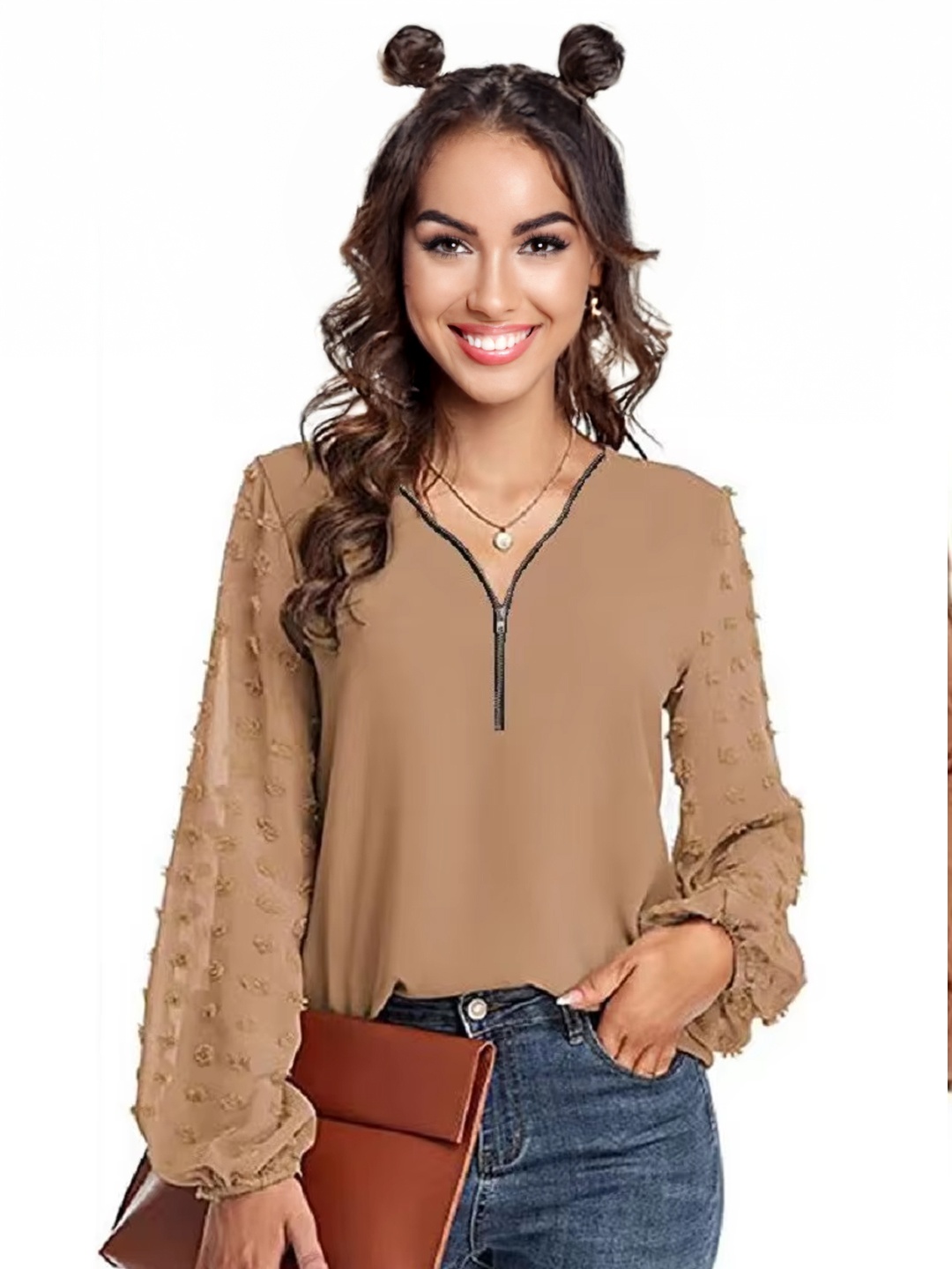 

StyleCast Bishop Sleeves Top, Khaki