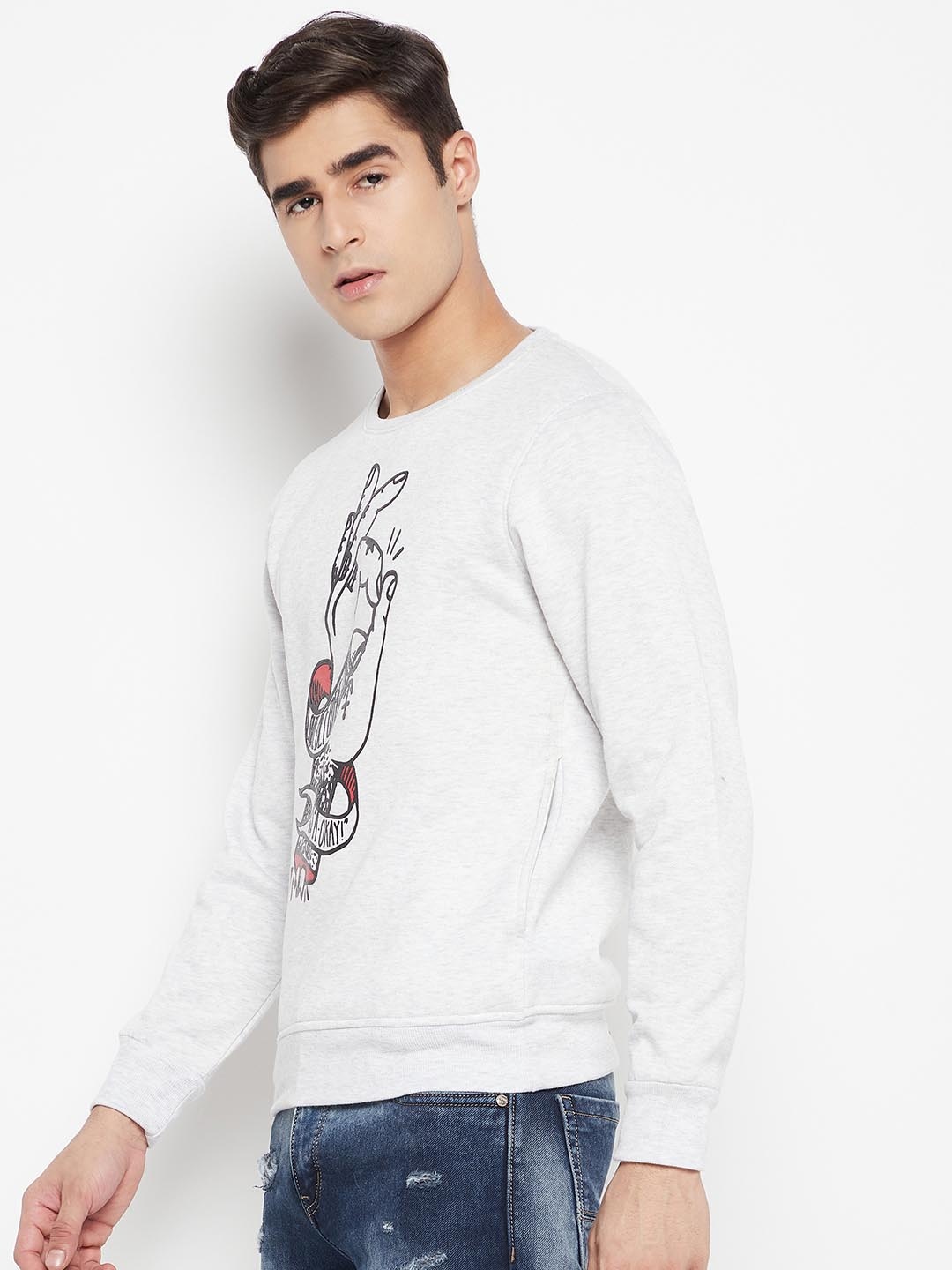 

LYCOS Men Printed Sweatshirt, Grey