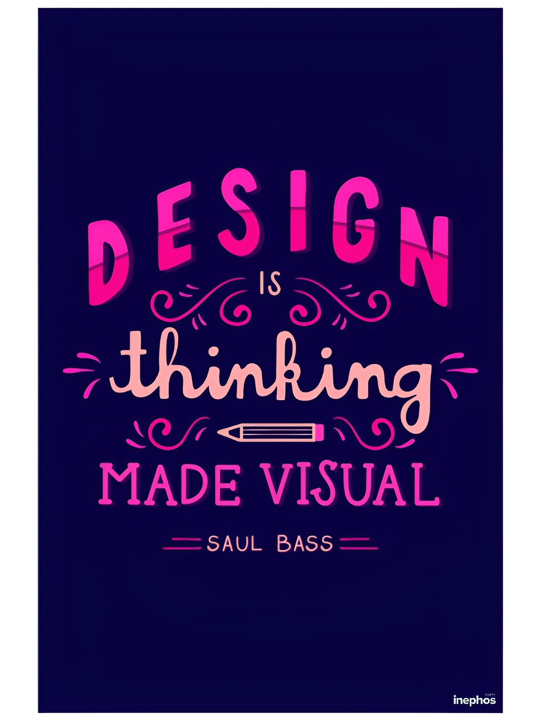 

Inephos Navy Blue & Design Is Thinking Inspirational Vinyl Poster