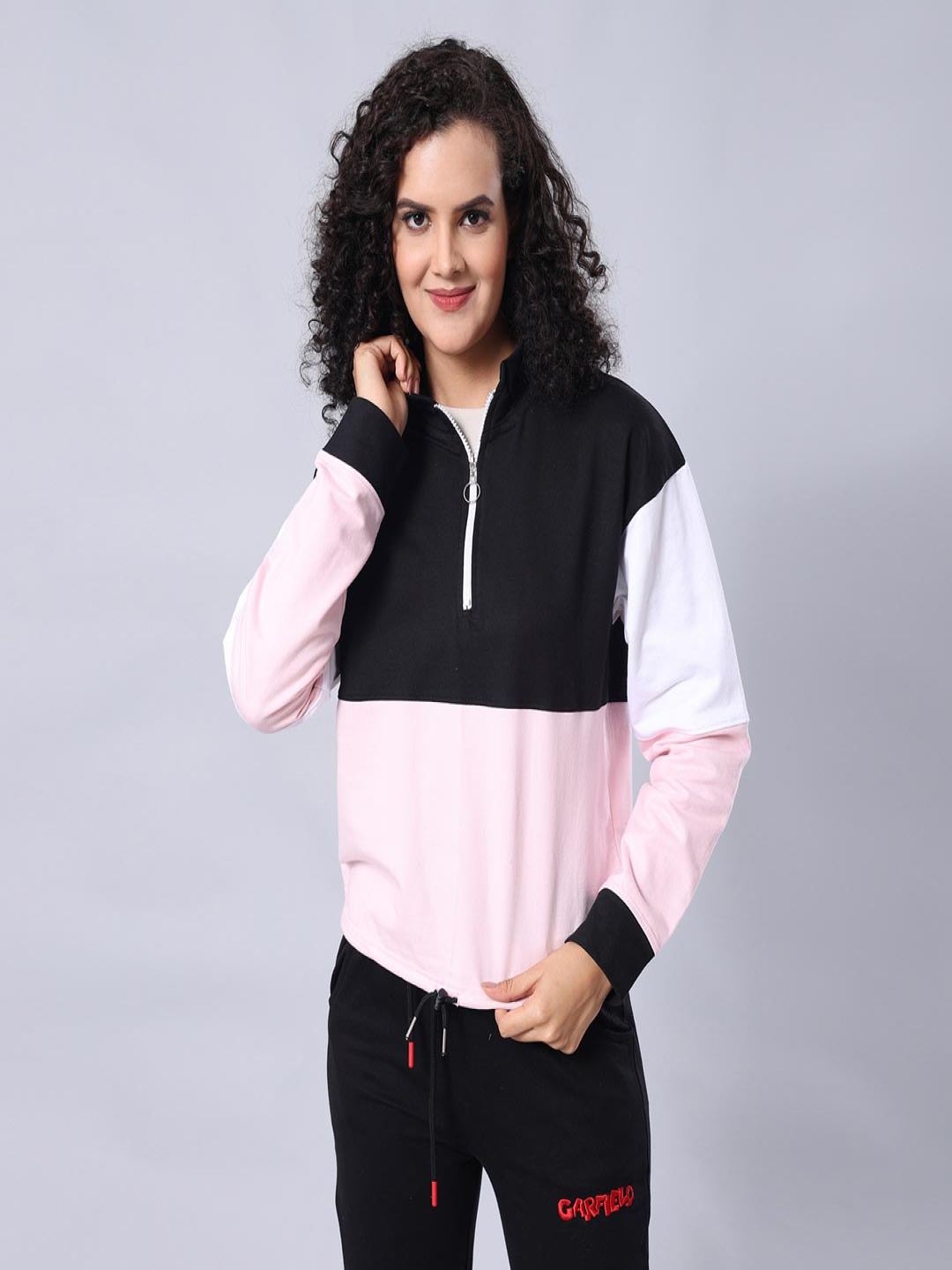 

evolove Women Colourblocked Sweatshirt, Pink