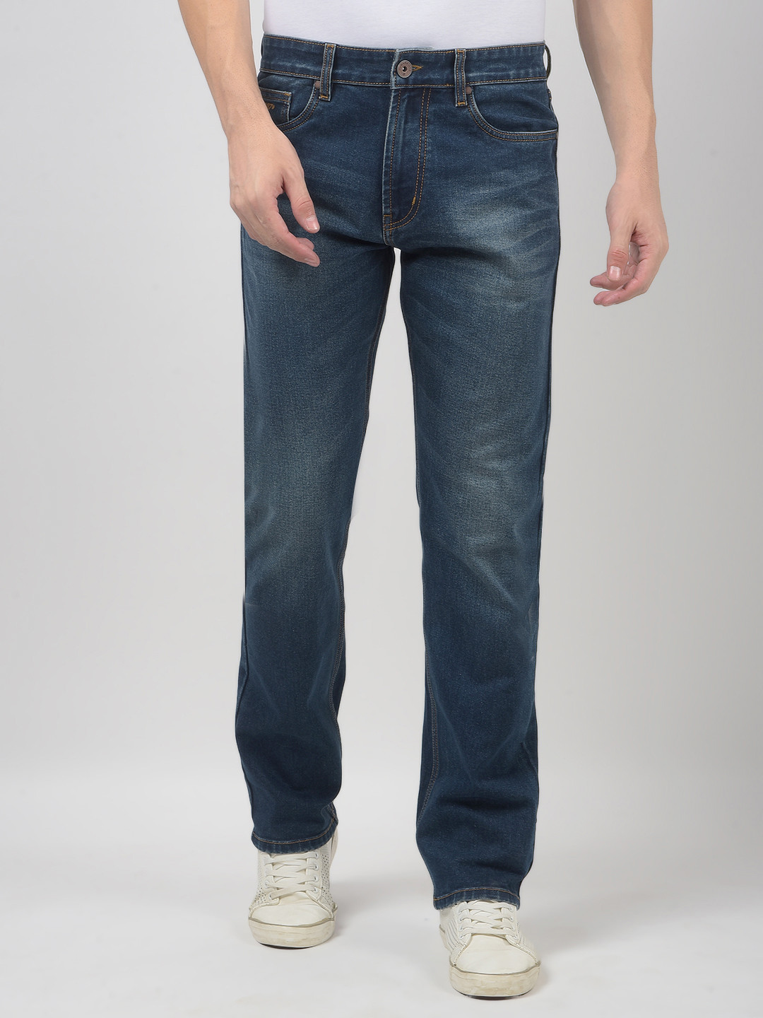 

Numero Uno Men Cotton Skinny Fit Low-Rise Light Fade Stretchable Jeans, Blue