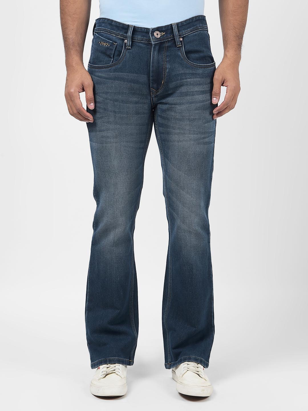 

Numero Uno Men Bootcut Light Fade Stretchable Jeans, Blue
