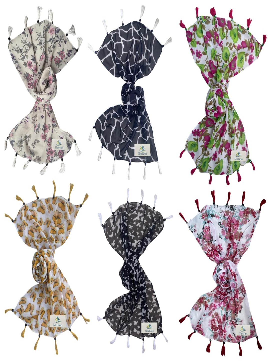 

NarNari Women Printed Scarf, Black