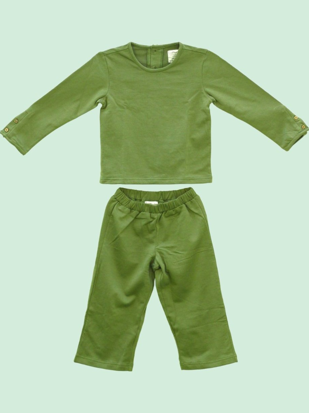 

EARTHY TWEENS Kids Cotton Round Neck Organic Cotton Top With Pyjama, Green