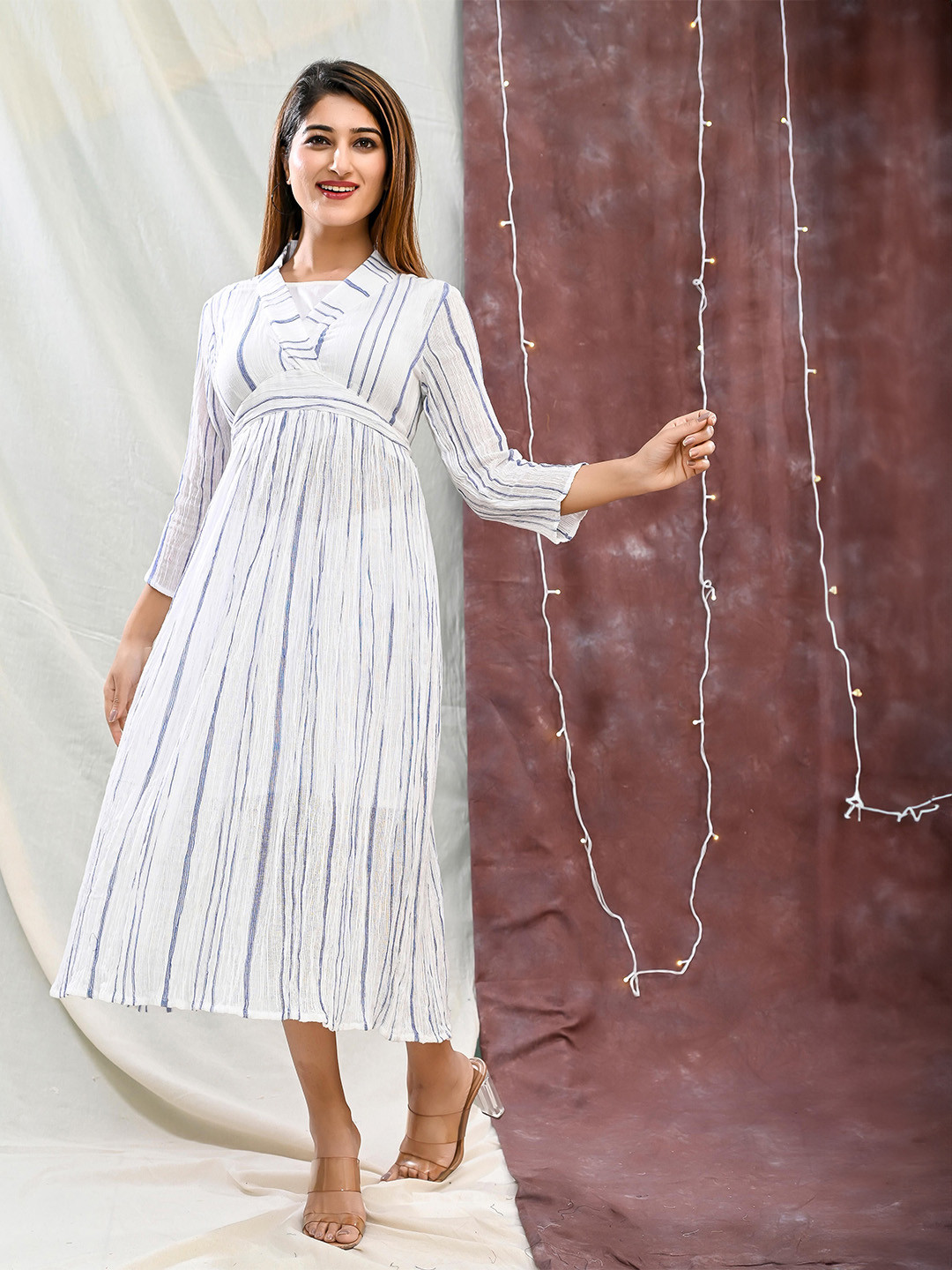 

Rashmi Shree Creation Women Fit & Flare Midi Dress, White