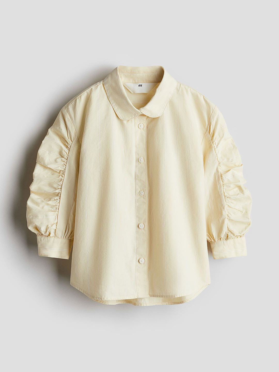

H&M Balloon-Sleeve Cotton Shirt, Yellow