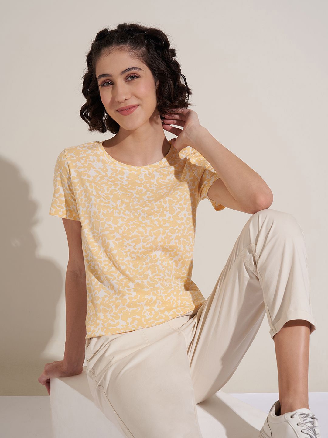 

Honey by Pantaloons Round Neck Printed Cotton Top, White