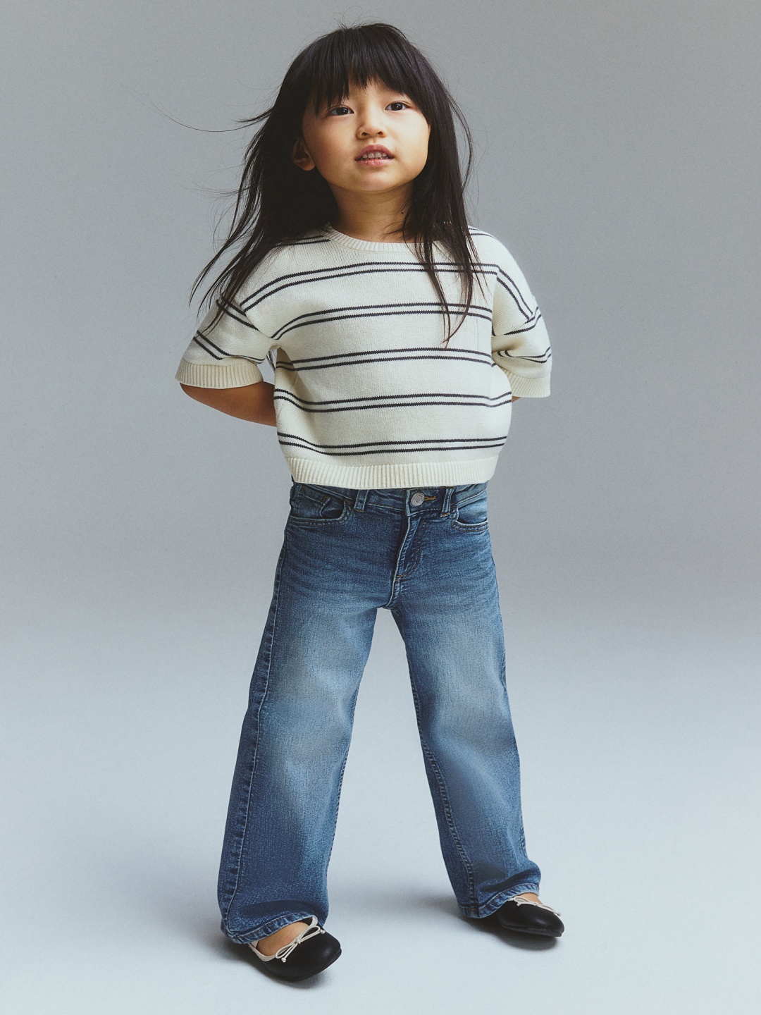 

H&M Girls Superstretch Wide Leg Jeans, Blue