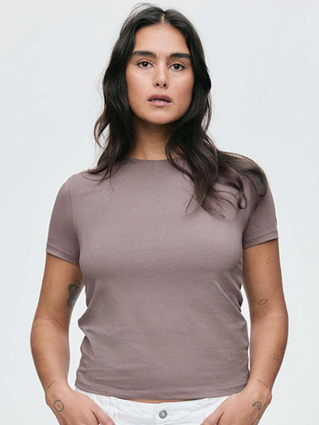 

H&M Fitted T-shirt, Beige