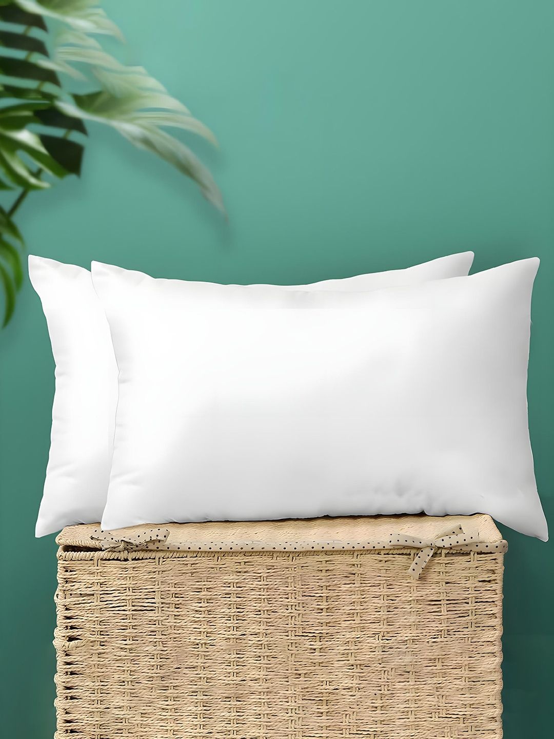 

Kuber Industries White 2 Pieces Fibre Filled Cotton Ultra Soft Sleep Pillows