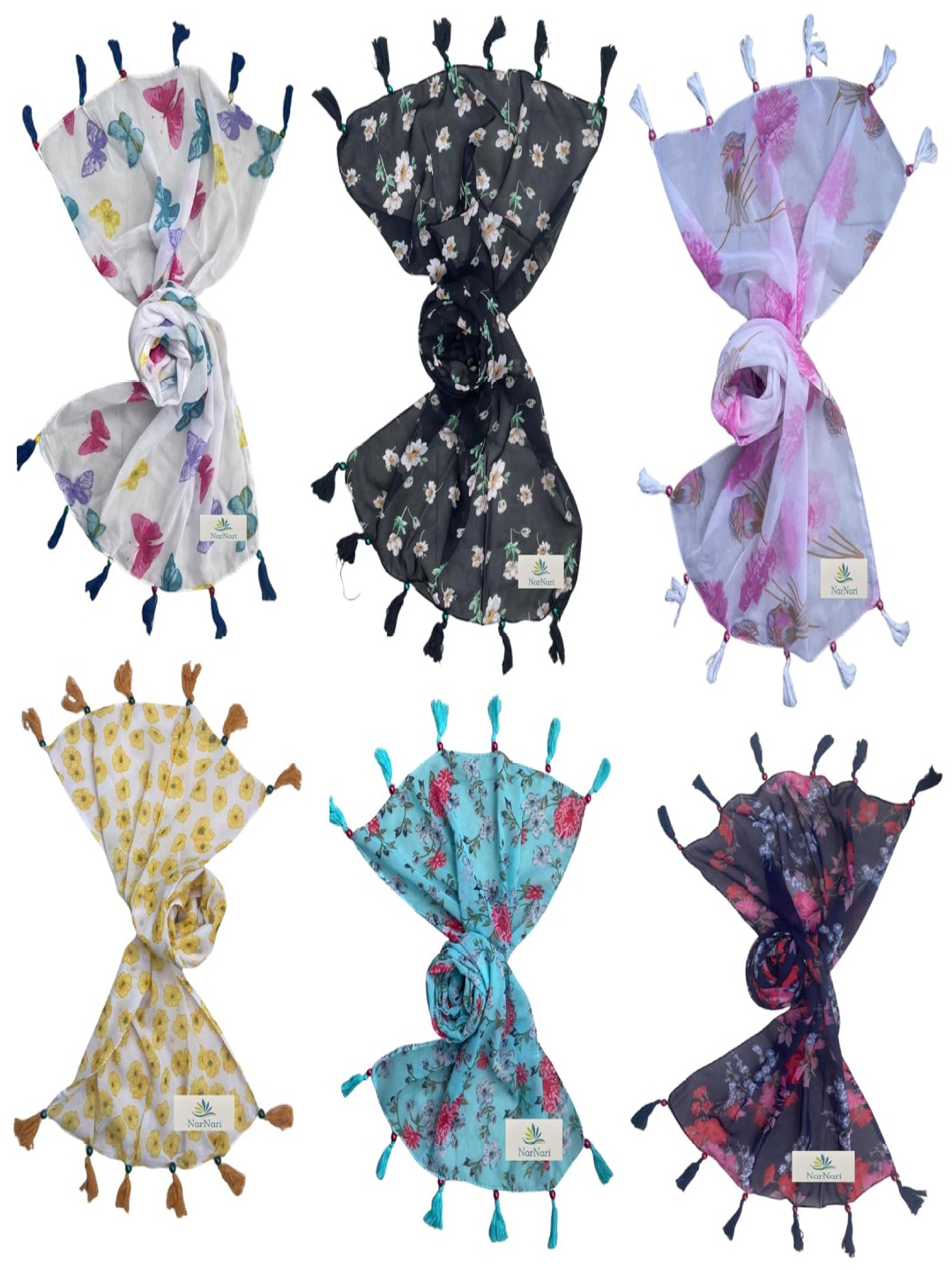 

NarNari Women Printed Scarf, Blue