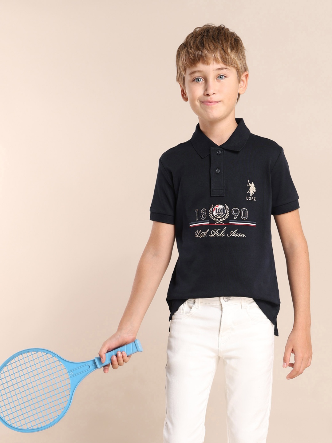 

U.S. Polo Assn. Kids Boys Brand Logo Printed Polo Collar T-shirt, Blue