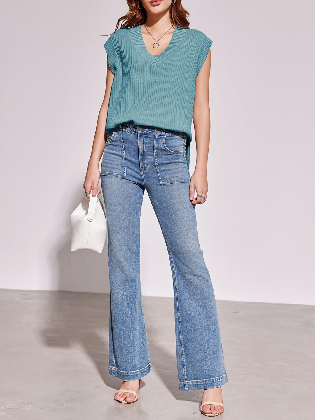

StyleCast x Revolte Women Ribbed V-Neck Top, Blue