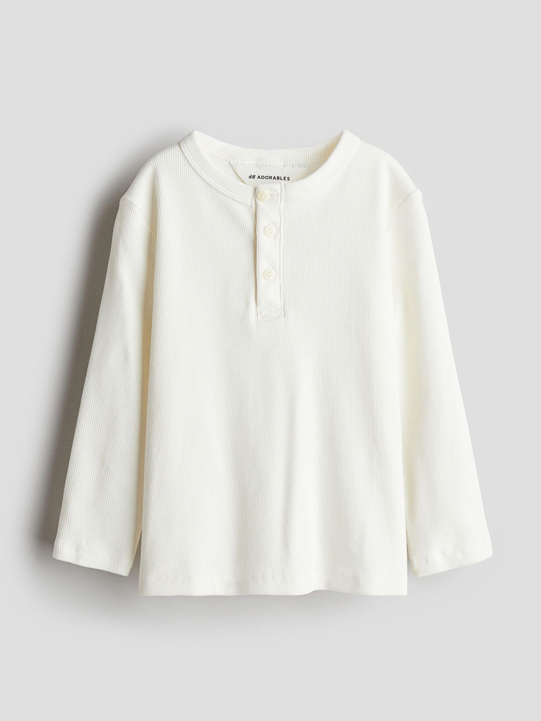 

H&M Cotton Henley Top, Cream