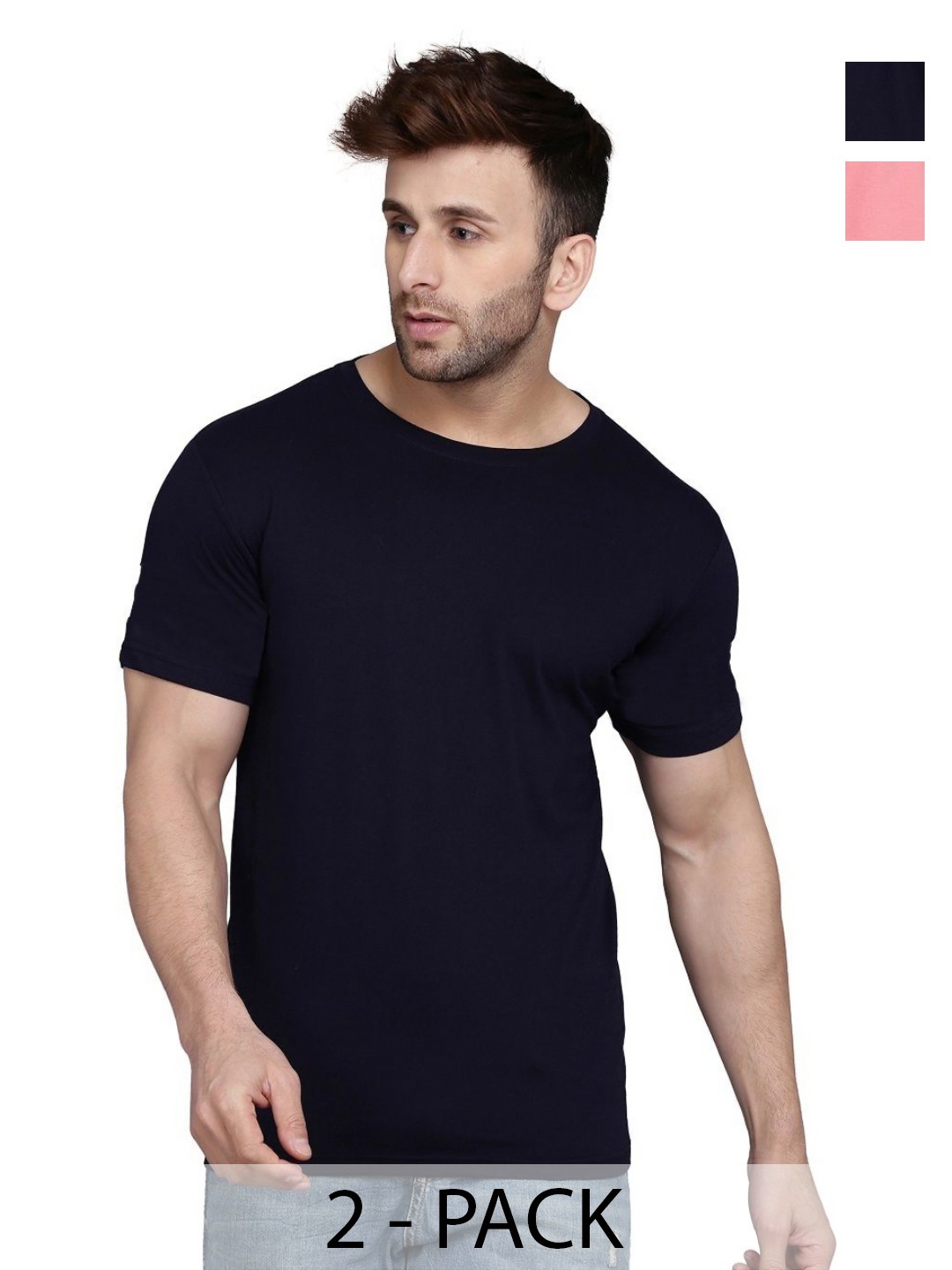 

WOOSTRO Men 2 Slim Fit T-shirt, Peach