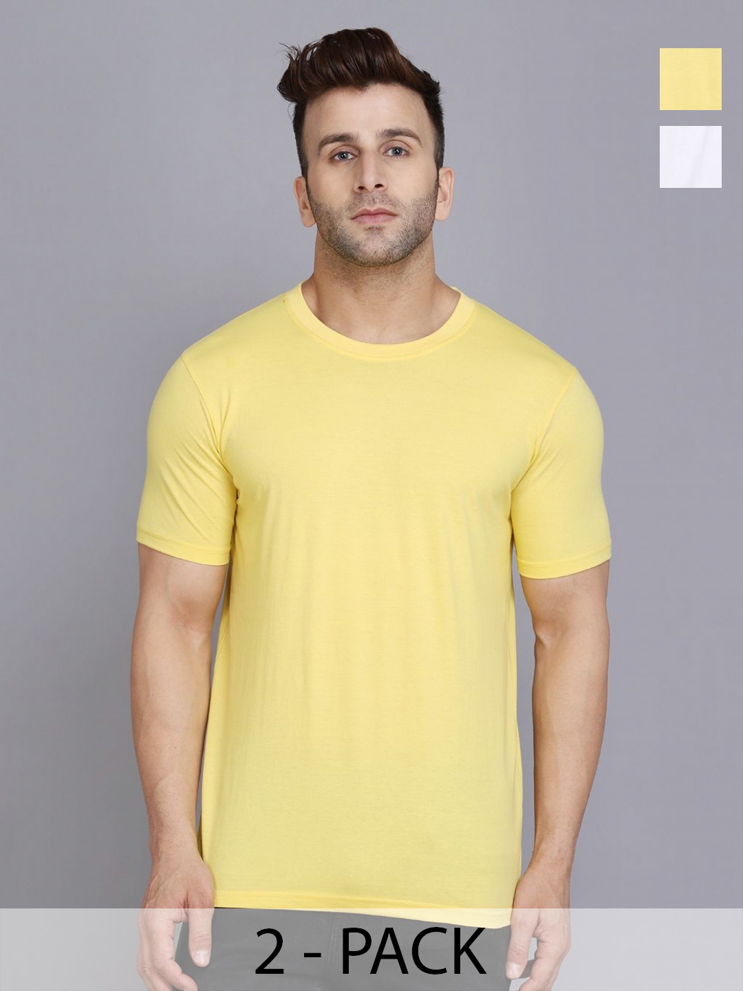

WOOSTRO Men 2 Monochrome Slim Fit T-shirt, White