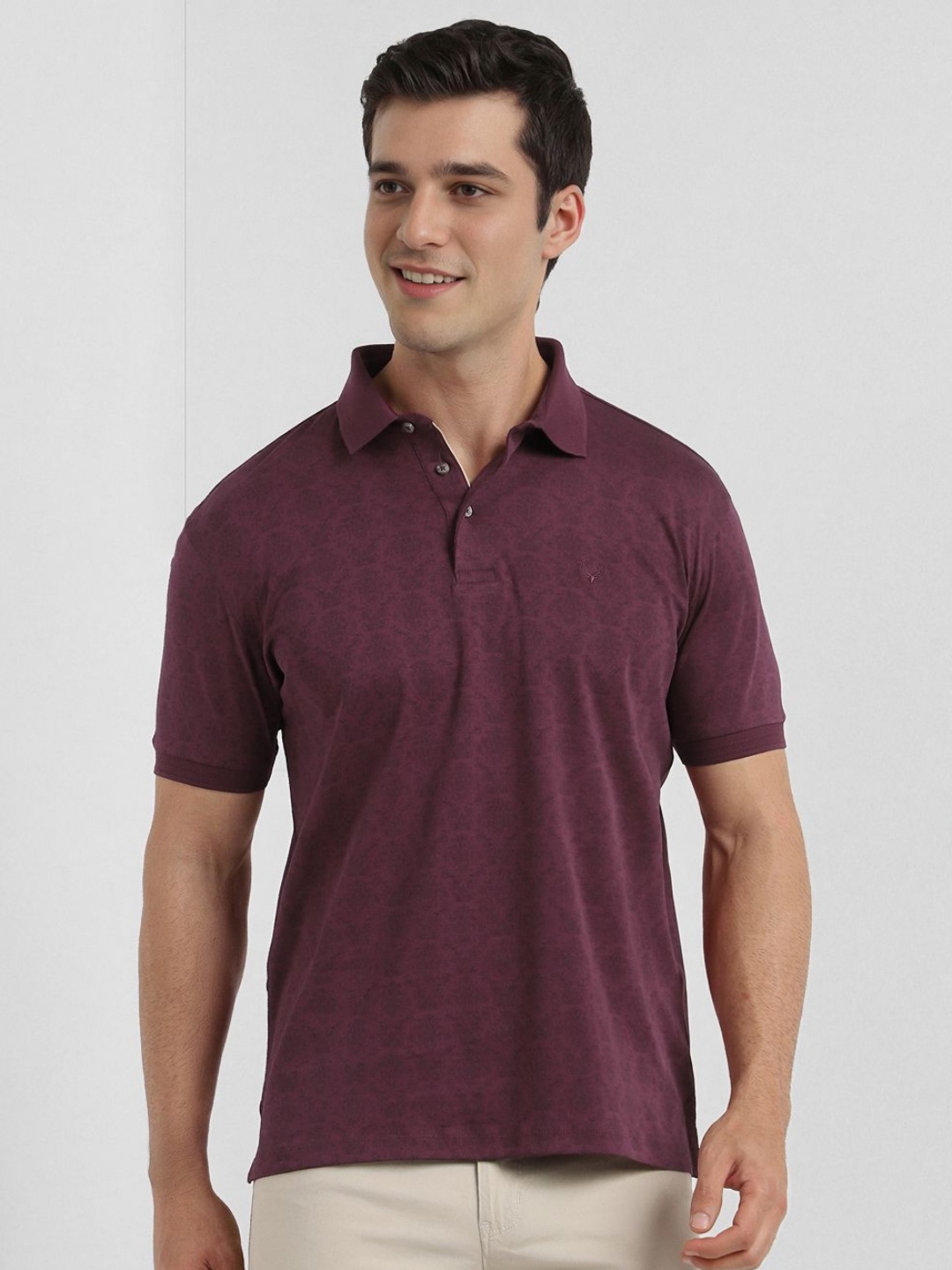 

Allen Solly Sport Men Printed Polo Collar Pockets T-shirt, Maroon