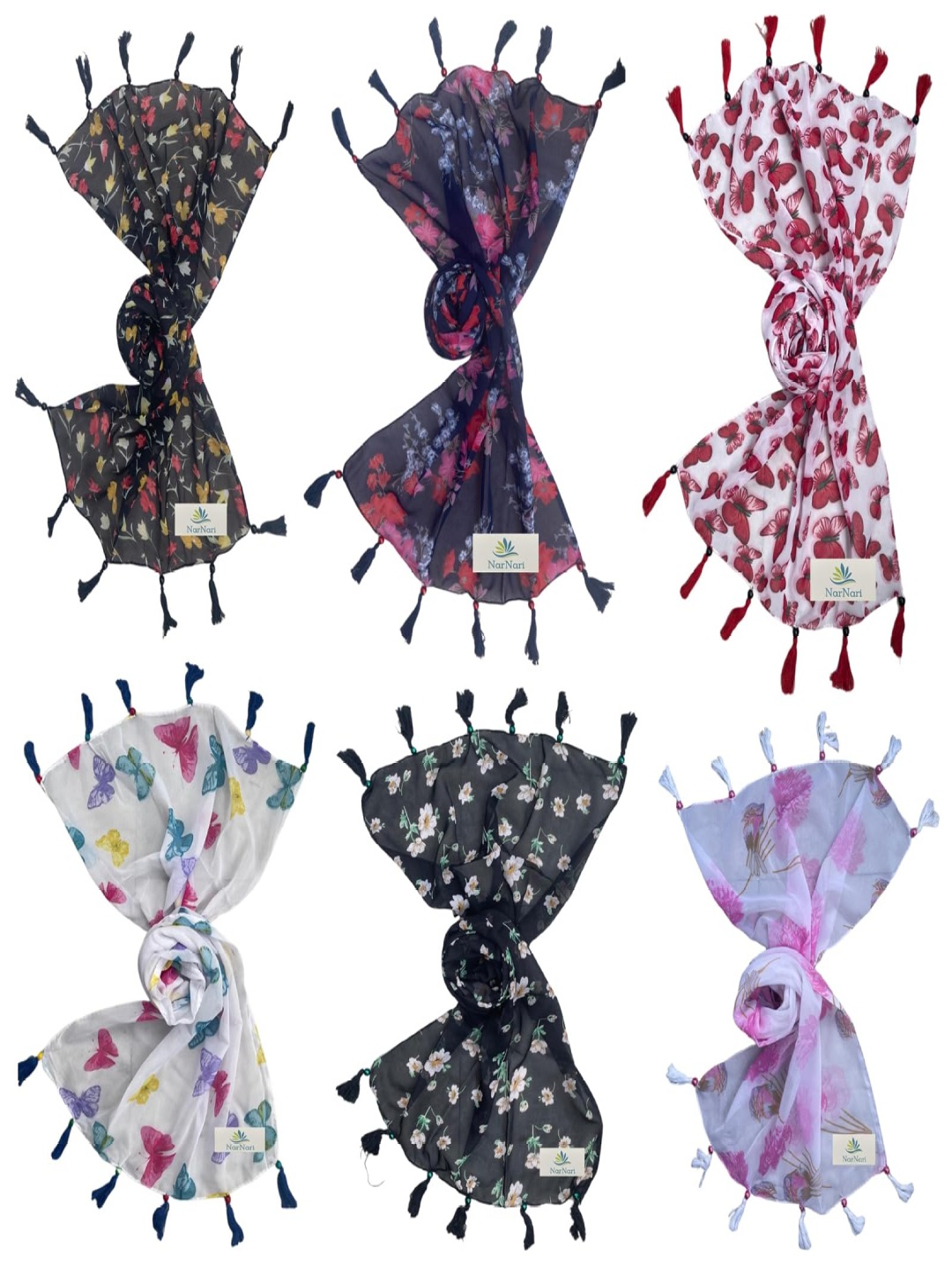

NarNari Women Printed Scarf, Pink