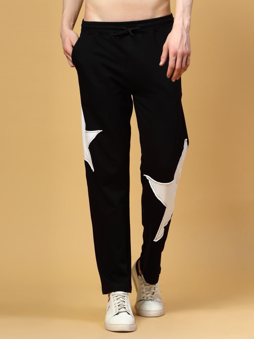 

FLYNOFF Men Relaxed Straight Fit Easy Wash Track Pant, Black