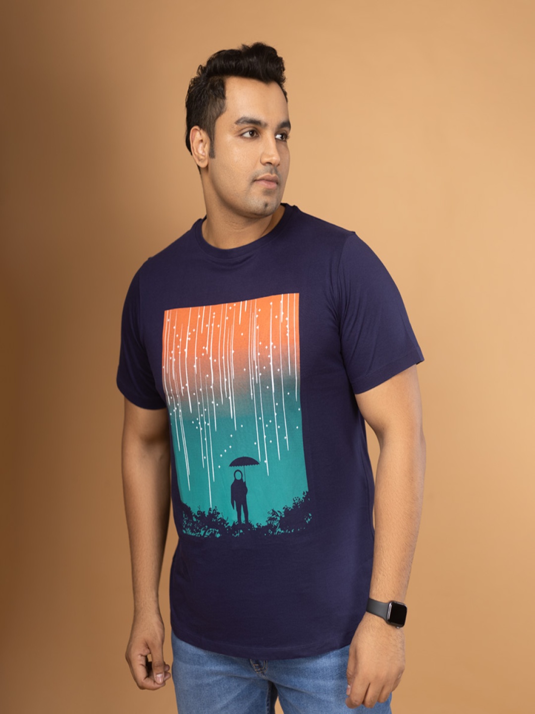 

Sizeupp Men Printed T-shirt, Navy blue