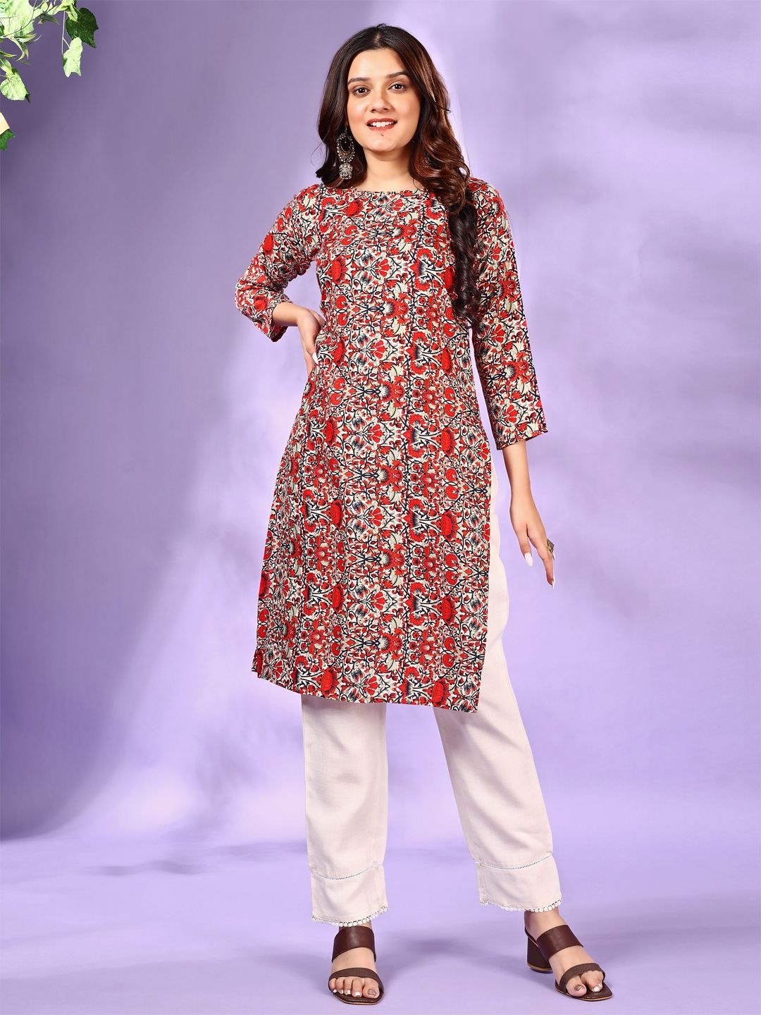 

Moda Rapido Ethnic Motifs Printed Kurta, Red