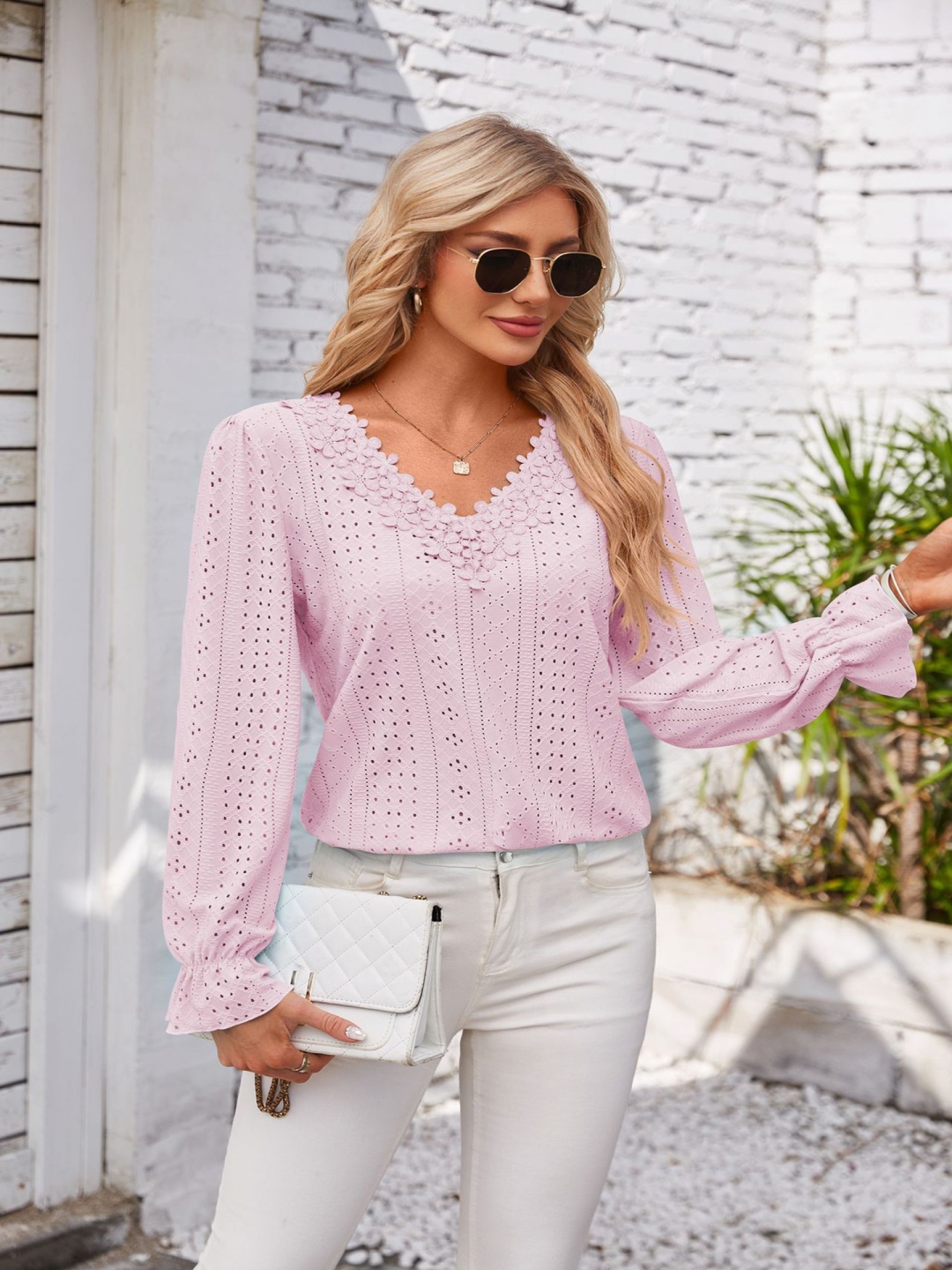 

StyleCast x Revolte Applique Peplum Top, Pink