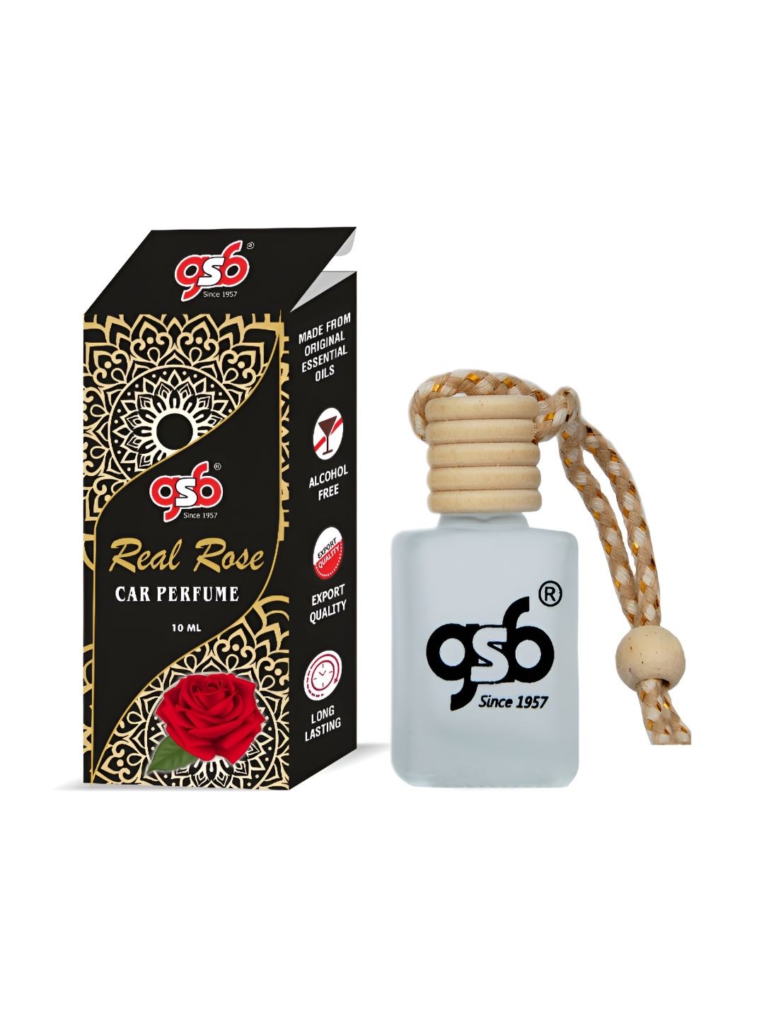 

GSB Real Rose Hanging Car Freshener - 10 ml, Transparent