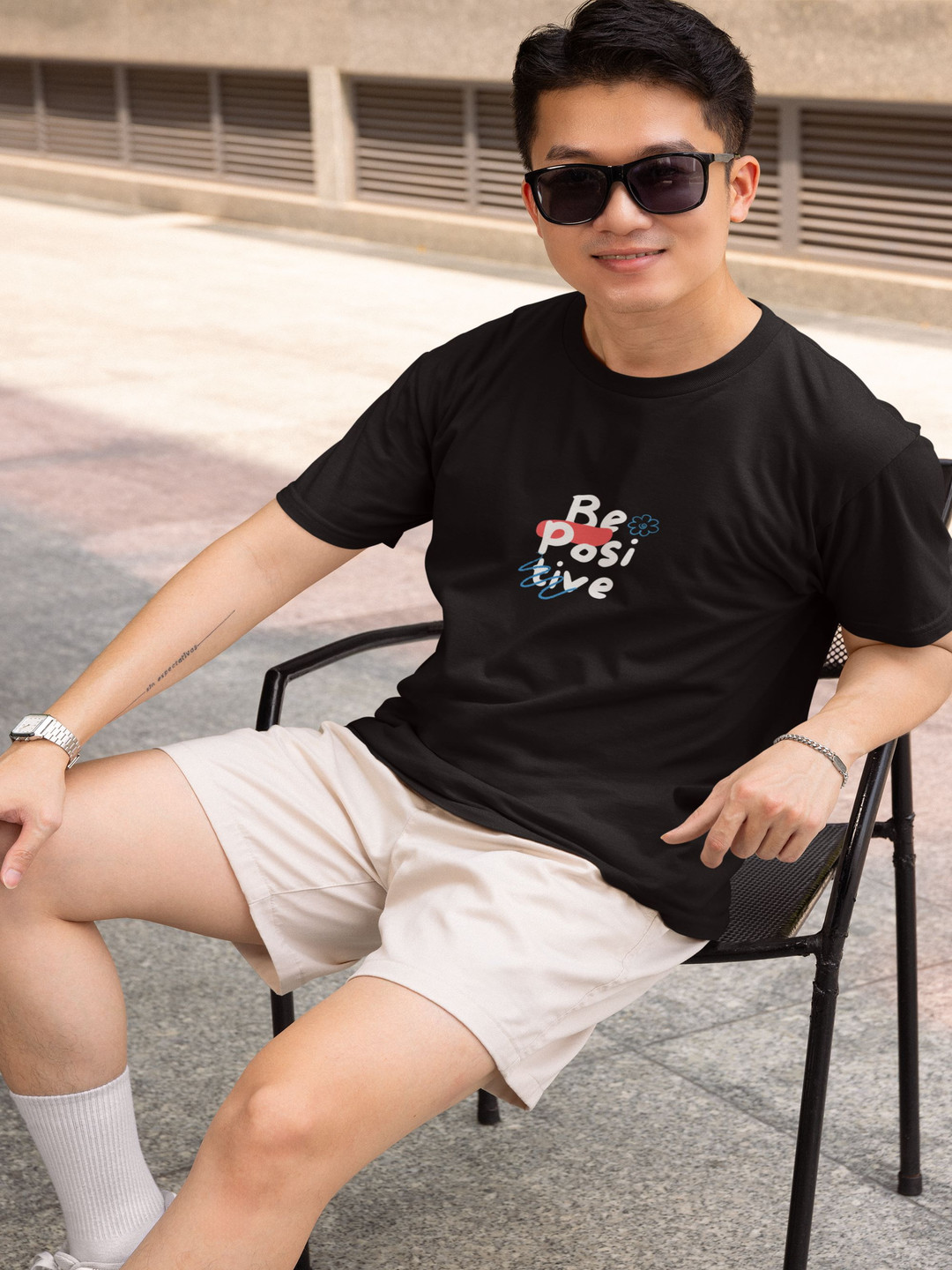 

TheBTclub Men Activchill Graphic Printed Round Neck Cotton Relaxed Fit T-shirt, Black